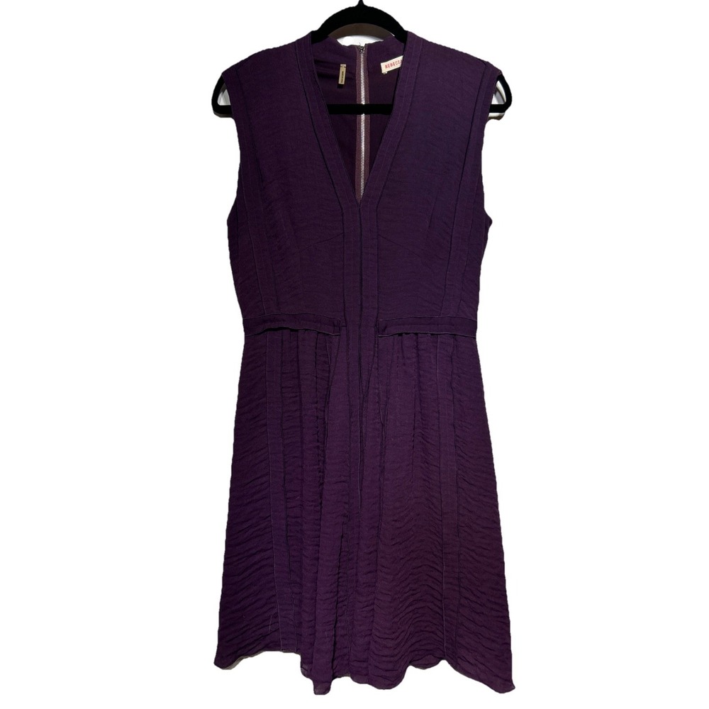 Rebecca Taylor Accented Stitch Pleated Sleeveless Dress Purple Women's‎ Size 6